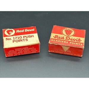 Vintage Red Devil Glazier Points & No. 1710 Push Points Boxes Full 2pc Lot